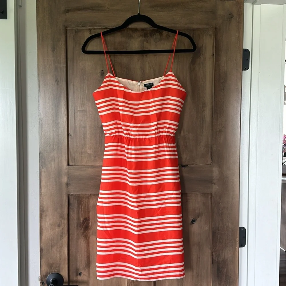 J. Crew Orange and White Dress